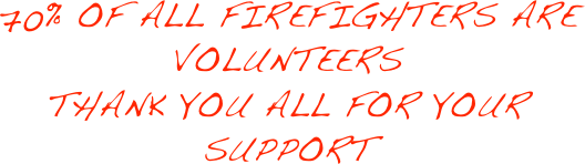 70% OF ALL FIREFIGHTERS ARE VOLUNTEERS
THANK YOU ALL FOR YOUR SUPPORT